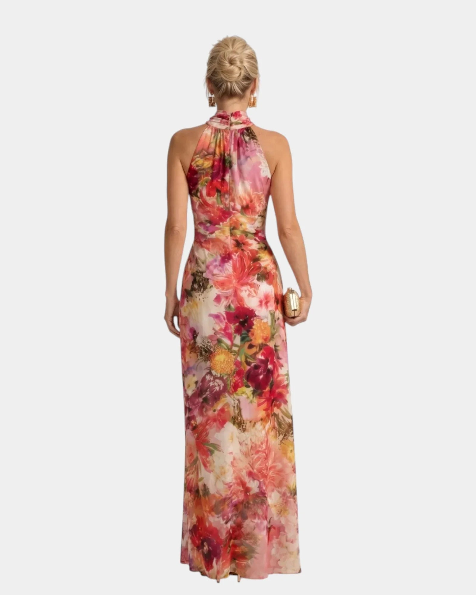 Cyanelle | Robe maxi fleurie à col halter