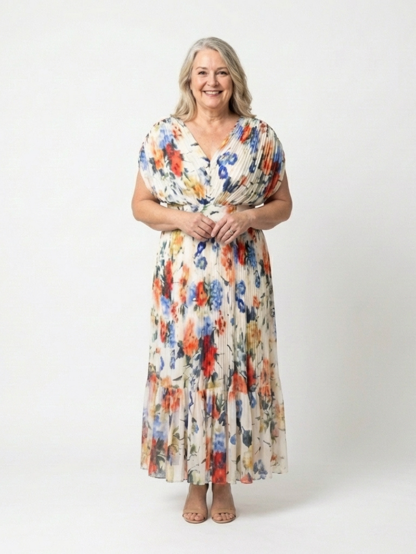 Savannah | Robe Midi Fleurie Plissée