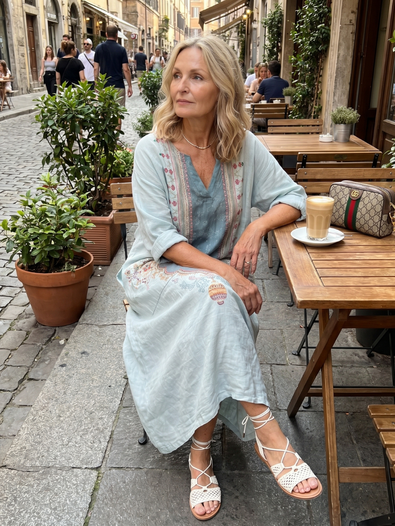 Claire | Robe Midi Brodée à Poches