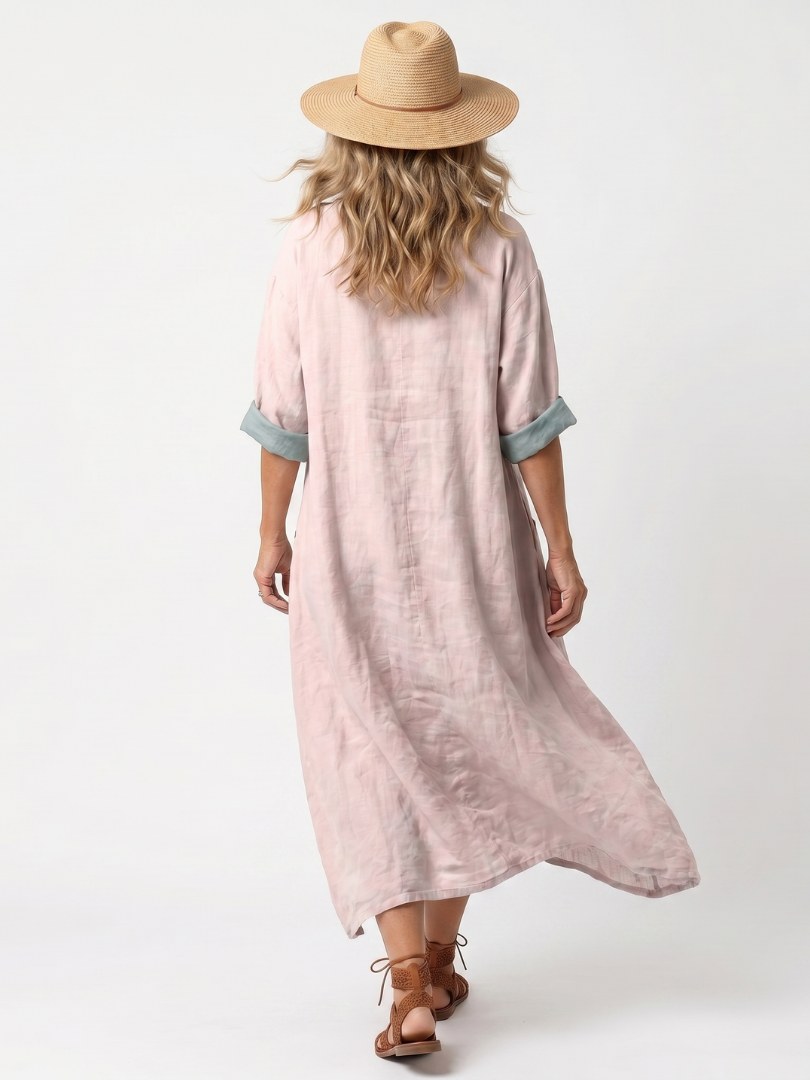 Mathilde | Robe Midi Brodée à Poches