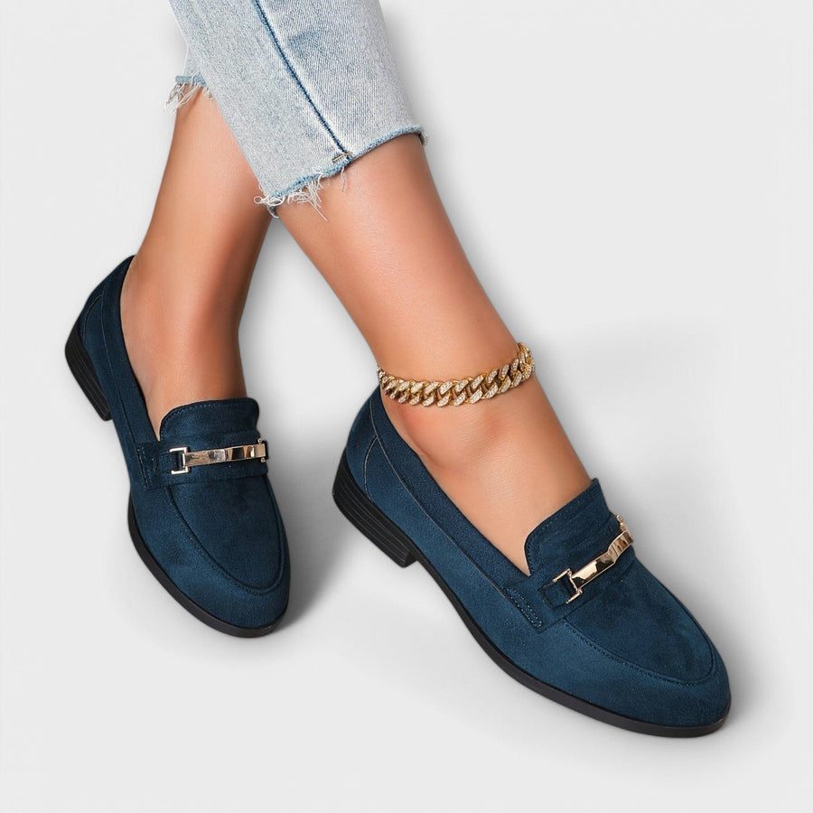 Nathalie | Mocassins Daim Chaîne Dorée