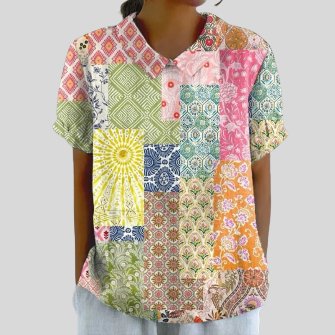 Élina | Blouse Patchwork Artistique