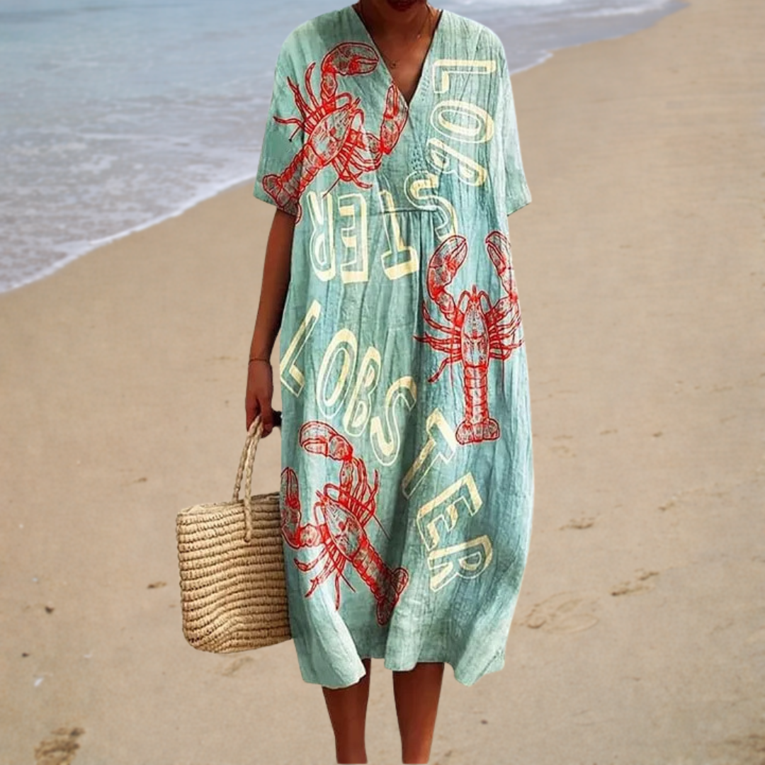 Océane | Robe Longue Motif Homard