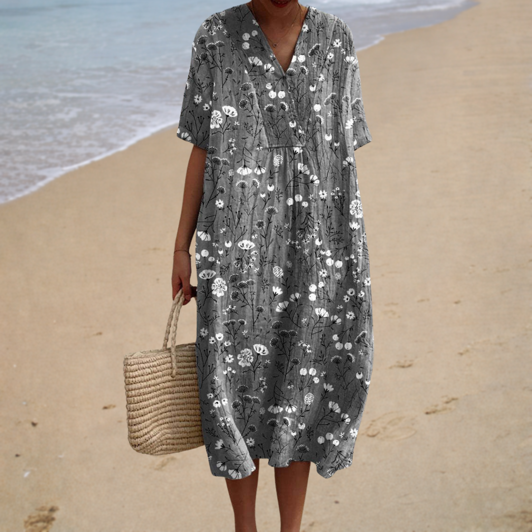 Camille | Robe Longue Fleurie Minimaliste