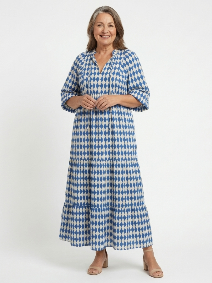 Clémence | Robe Maxi Graphique Élégance Moderne