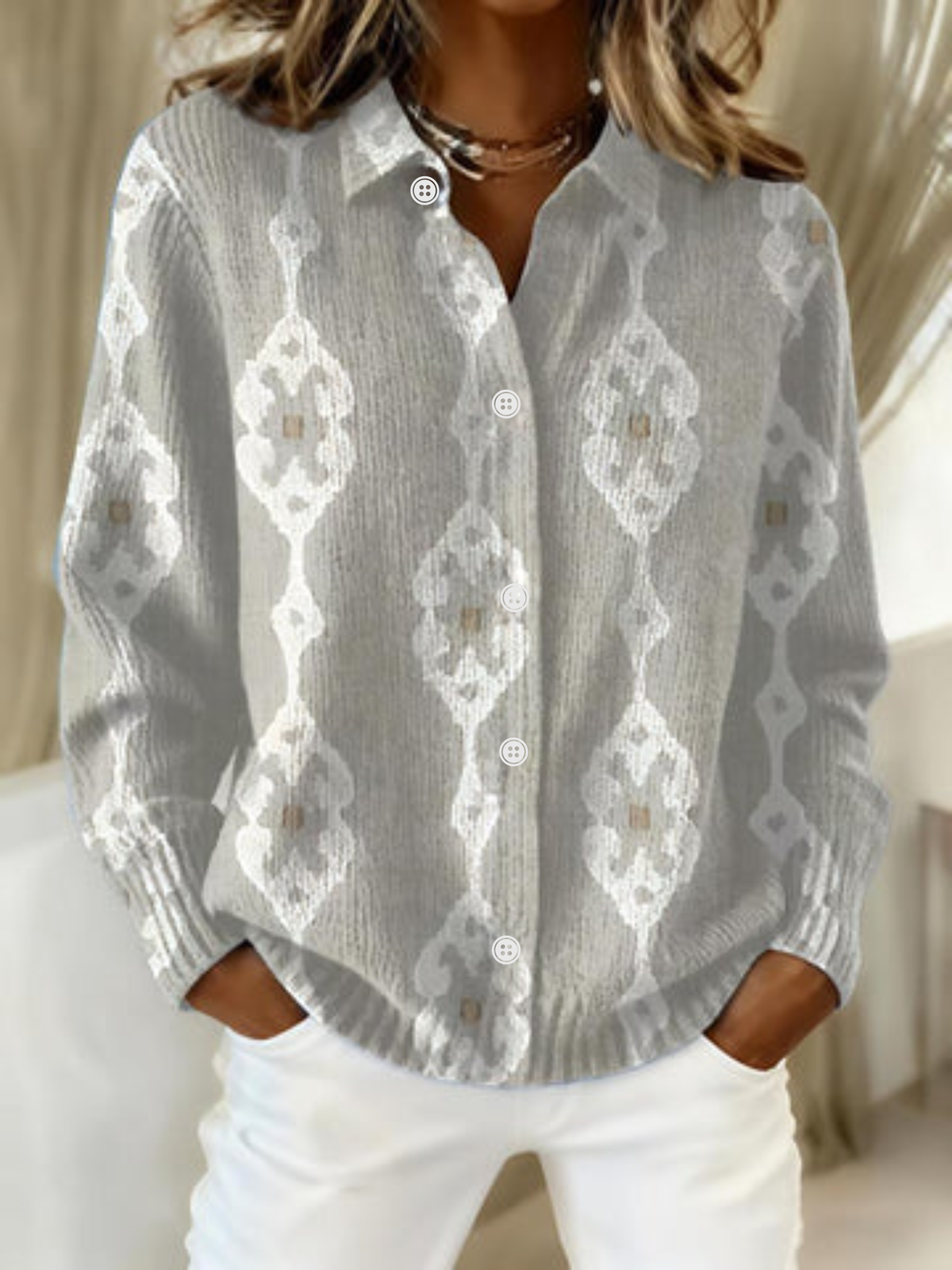 Chloé | Cardigan Maille Motif Losanges