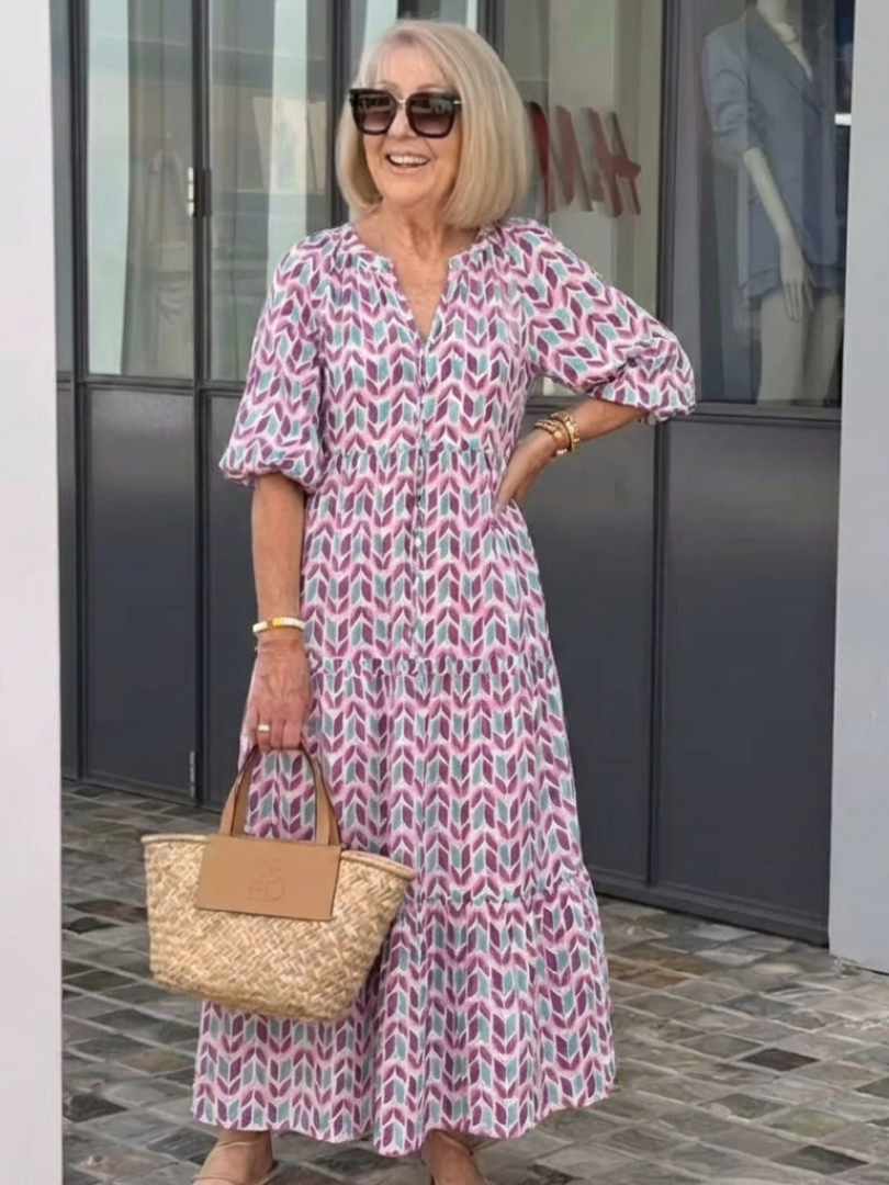 Mireya | Robe Maxi Bohème Imprimé Géométrique