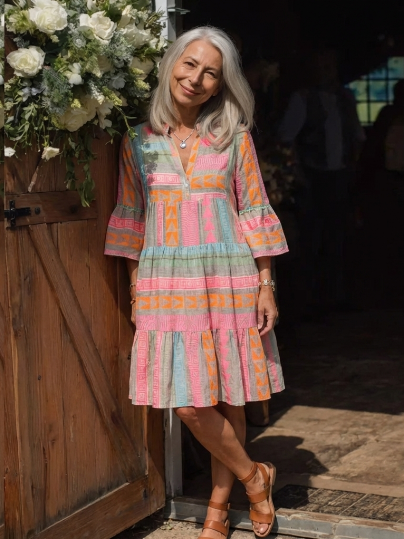 Alizée | Robe Courte Bohème Motifs Colorés