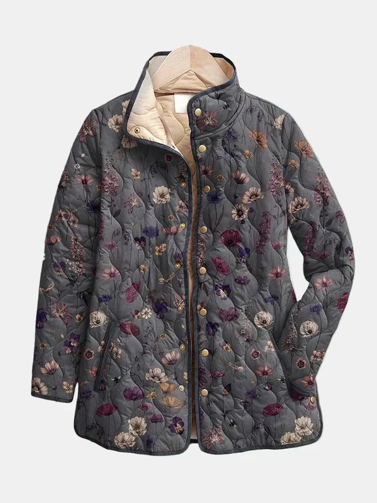 Nathalie | Veste Matelassée Fleurs Séchées