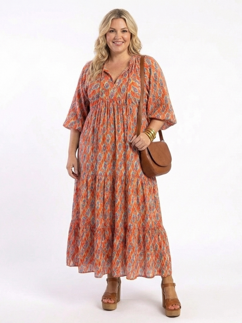 Amara | Robe Midi à Imprimé Géométrique