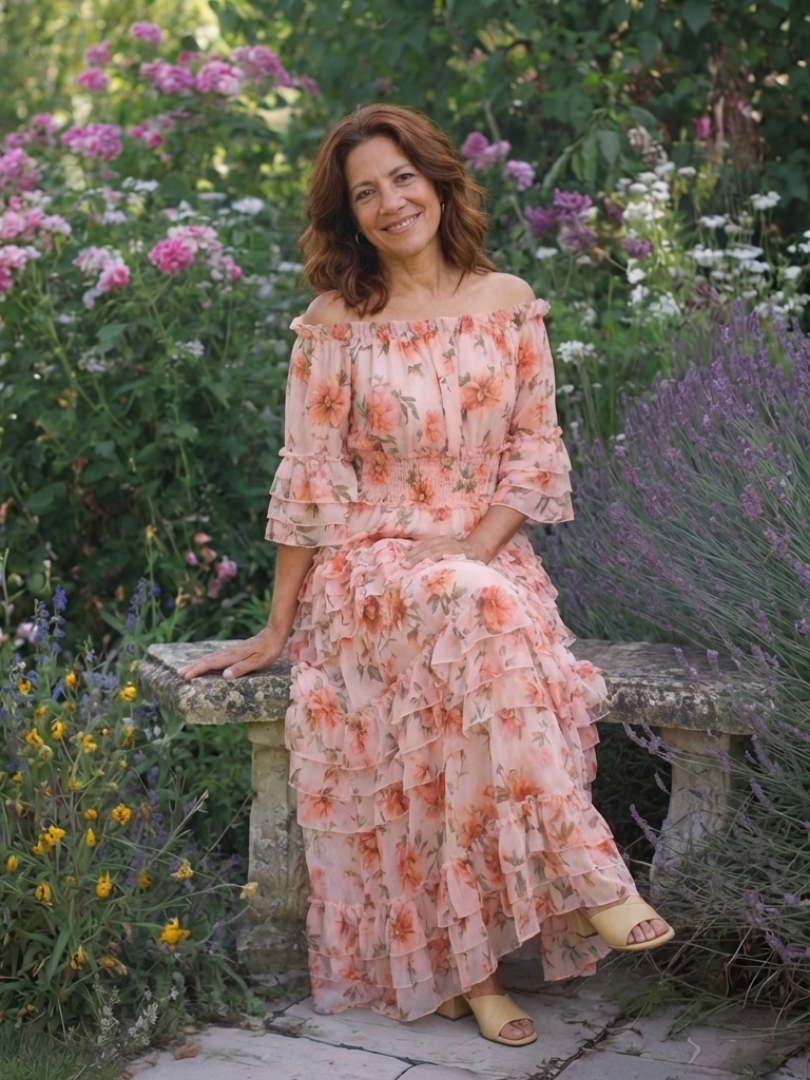 Rosalie | Robe Maxi à Volants Florale Décolleté