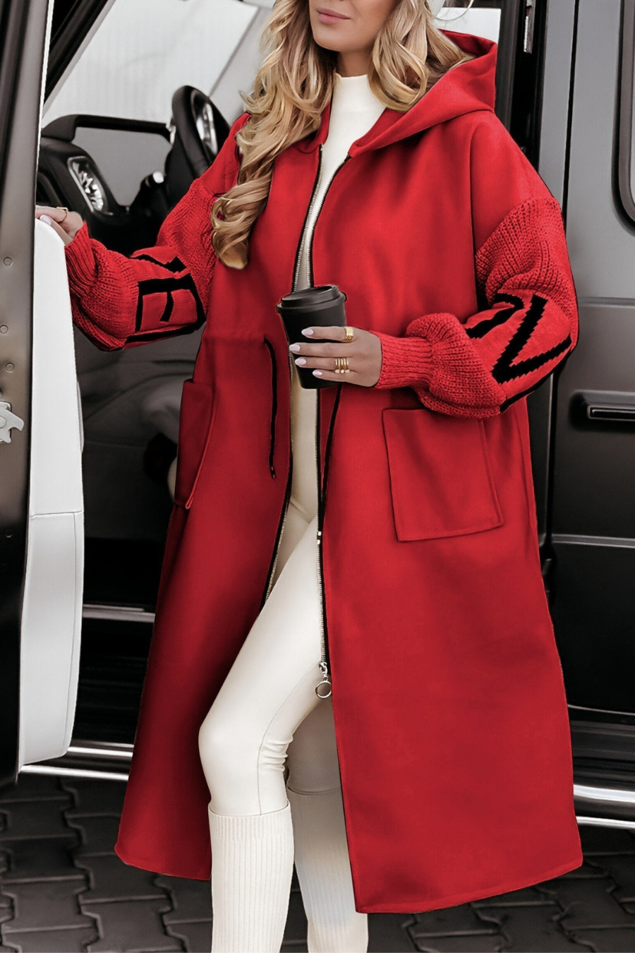Amélie™ | Manteau Femme avec Manches Tricotées