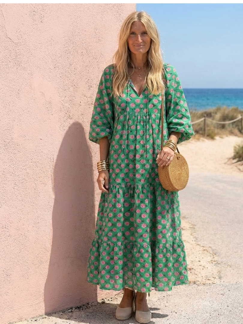 Camille | Robe Midi Fleurie à Volants