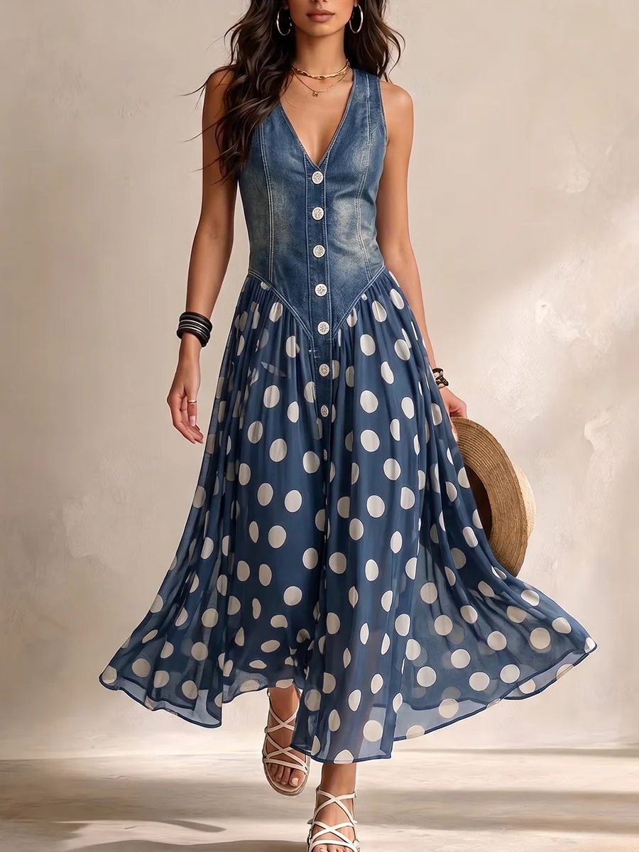 Bianca | Robe Midi en mousseline à pois