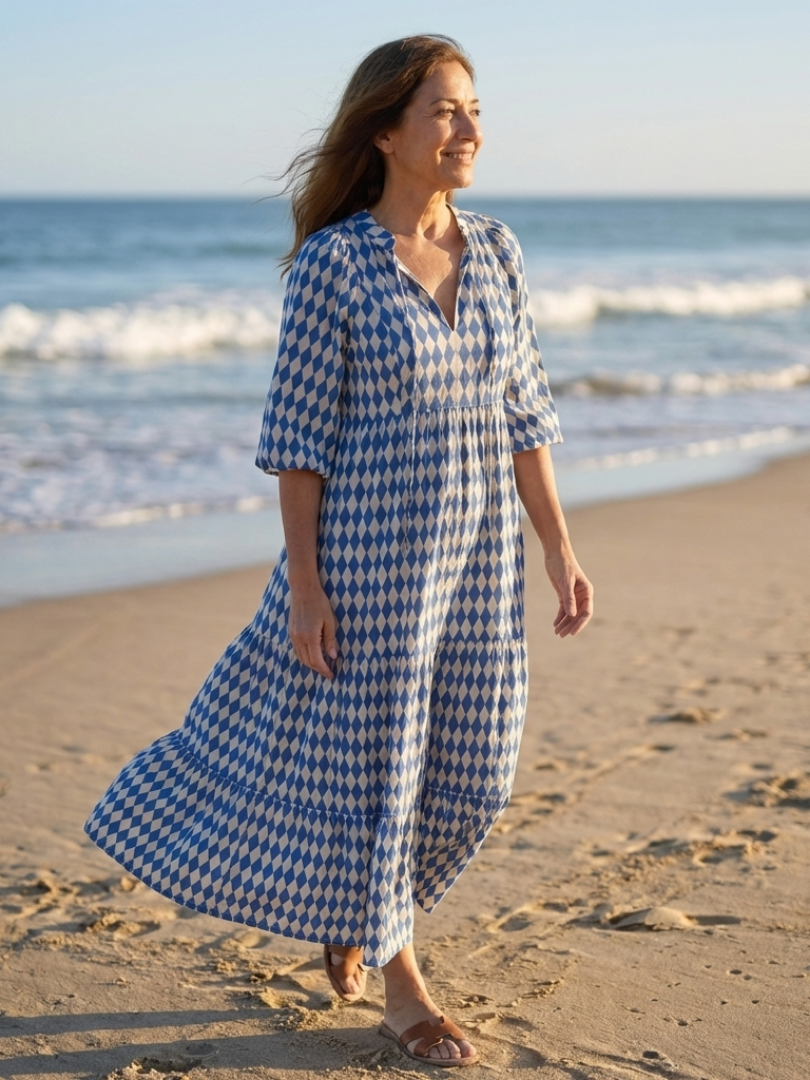 Clémence | Robe Maxi Graphique Élégance Moderne