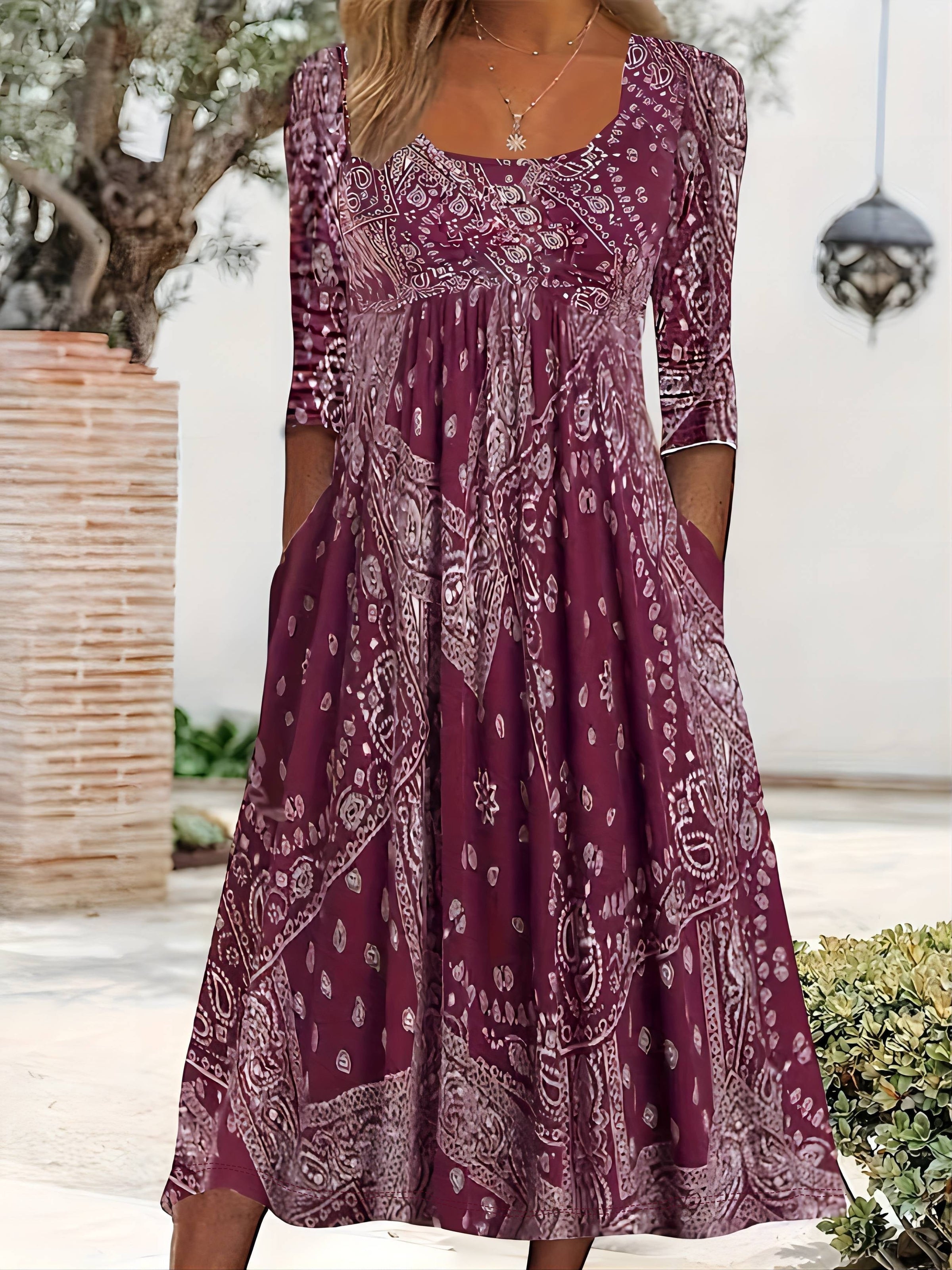 ELOWEN | ROBE MIDI À MANCHES LONGUES CASUAL