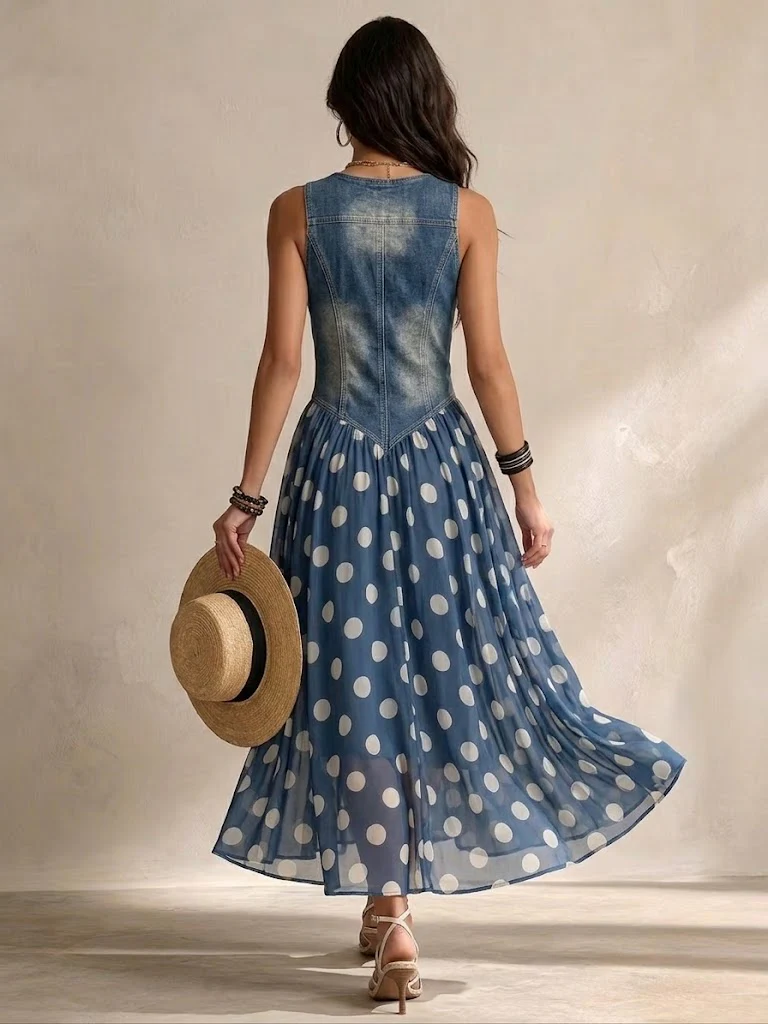 Bianca | Robe Midi en mousseline à pois