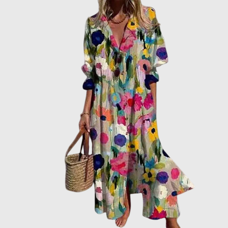 Zariah | Robe Maxi Imprimée Aquarelle