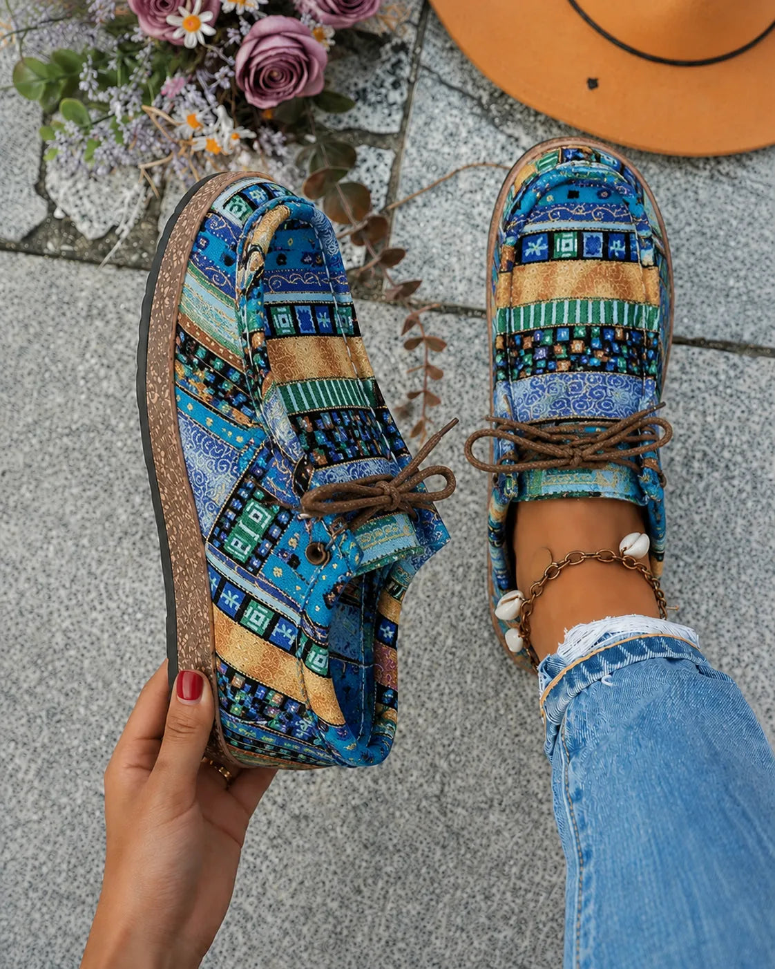 Camille | Mocassins Toile Imprimée