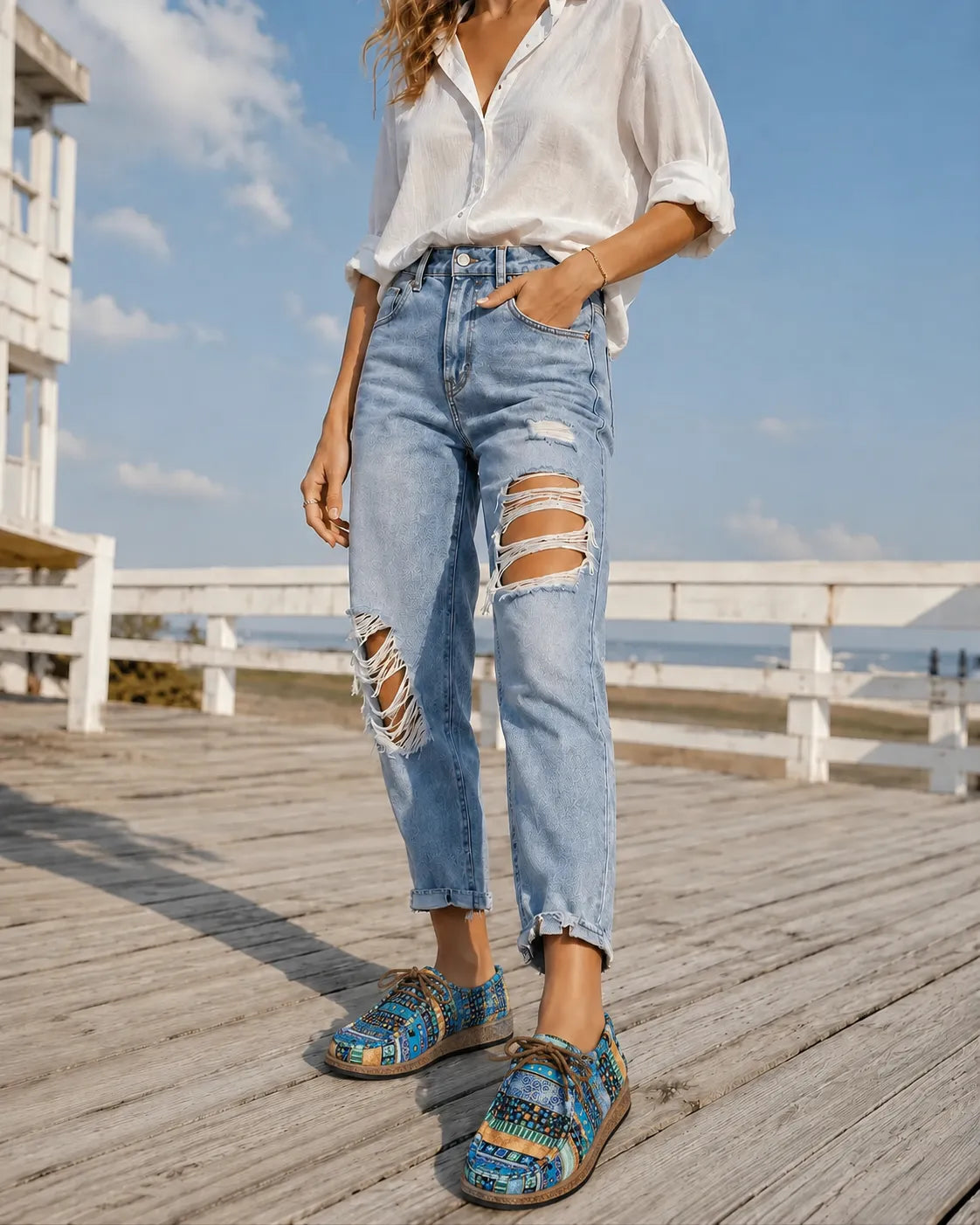 Camille | Mocassins Toile Imprimée