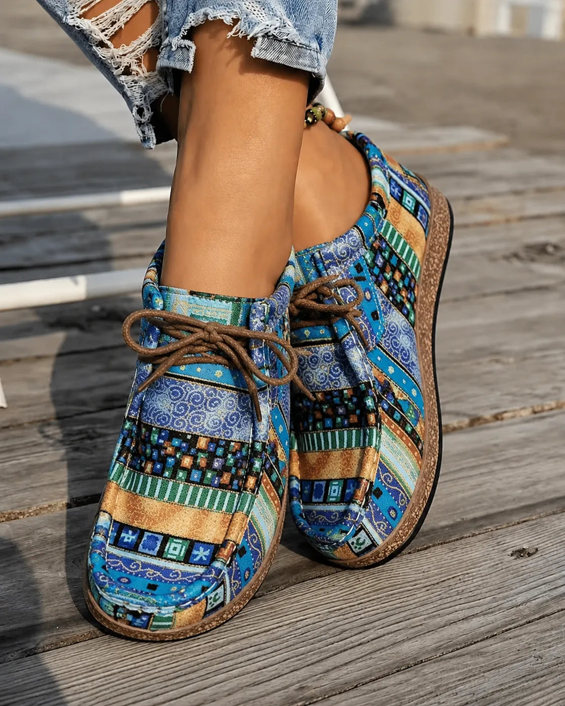 Camille | Mocassins Toile Imprimée