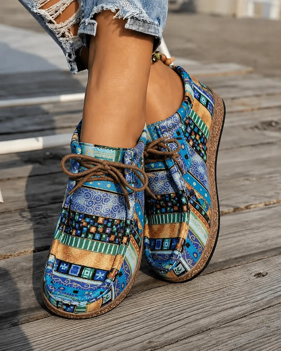 Camille | Mocassins Toile Imprimée