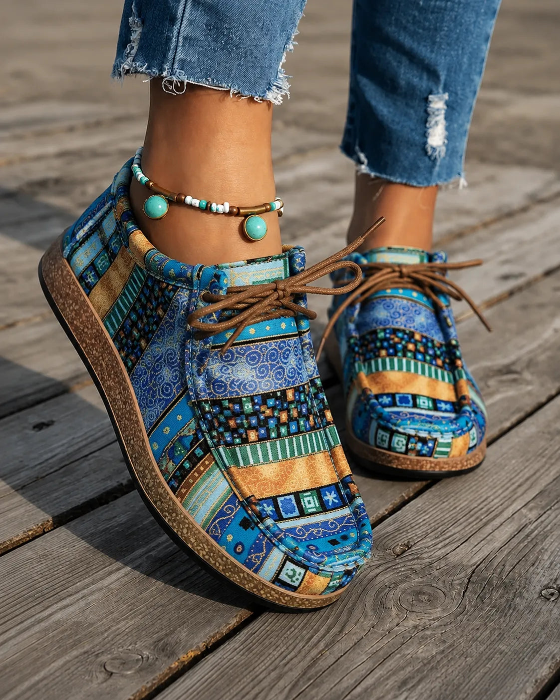 Camille | Mocassins Toile Imprimée