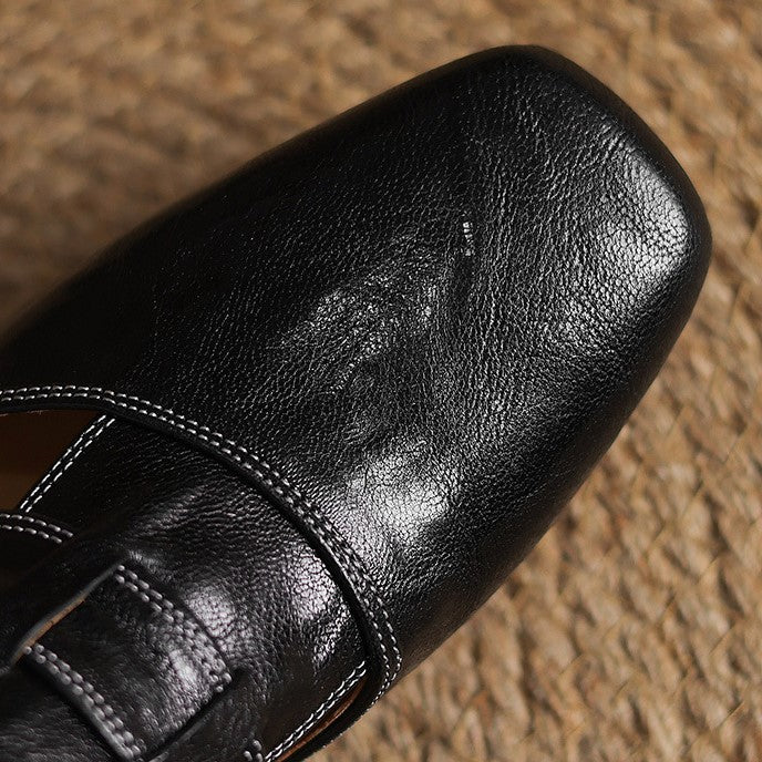 Fabienne | Mules à Bout Carré en Cuir