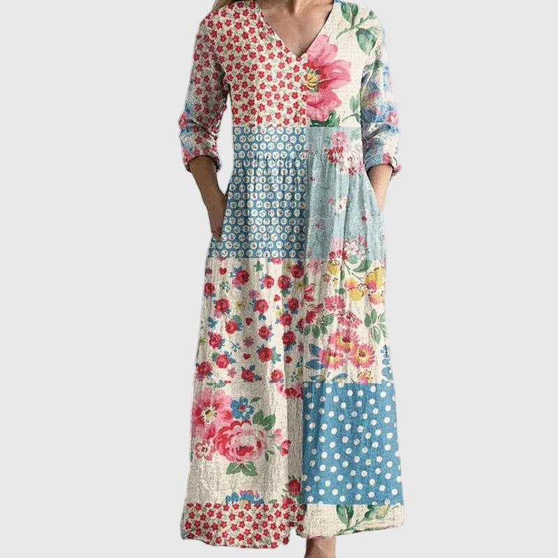 Lucienne | Robe Maxi Patchwork Floral