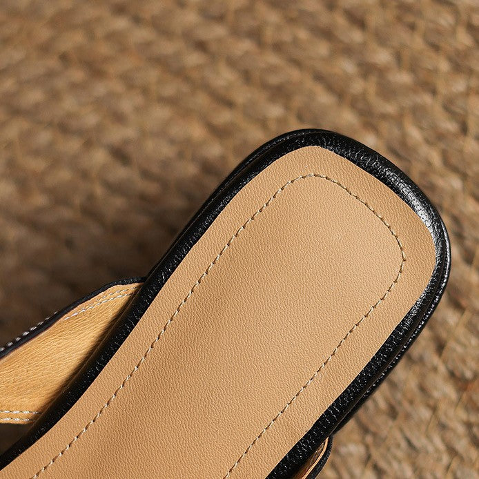 Fabienne | Mules à Bout Carré en Cuir