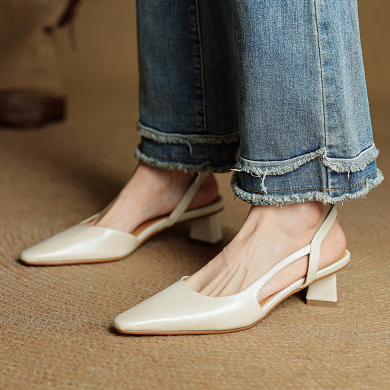 Élina | Escarpins Slingback en Cuir