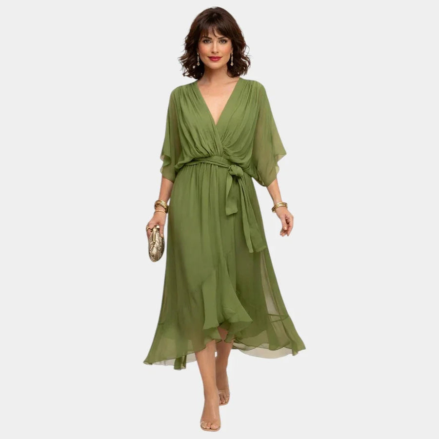 Carmen | Robe en chiffon avec décolleté en V