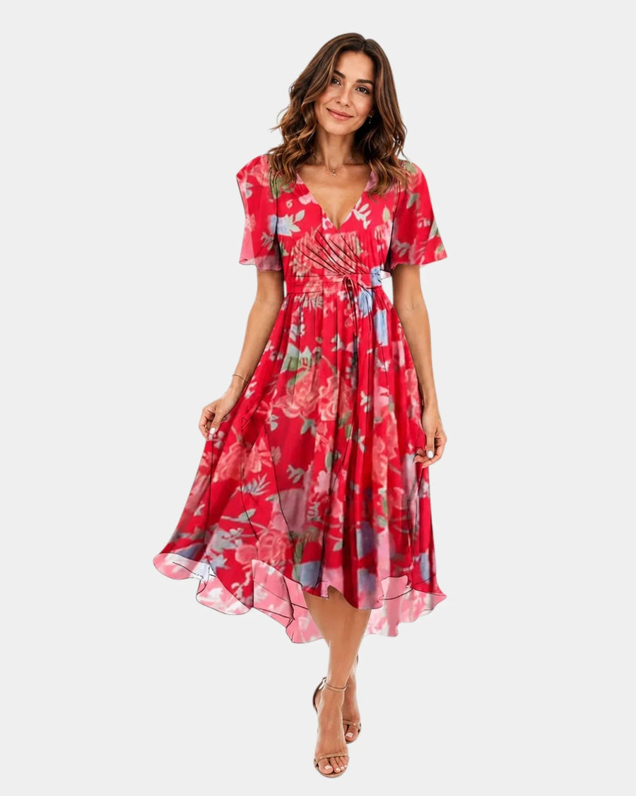 Mélisande | Robe fleurie à col en V