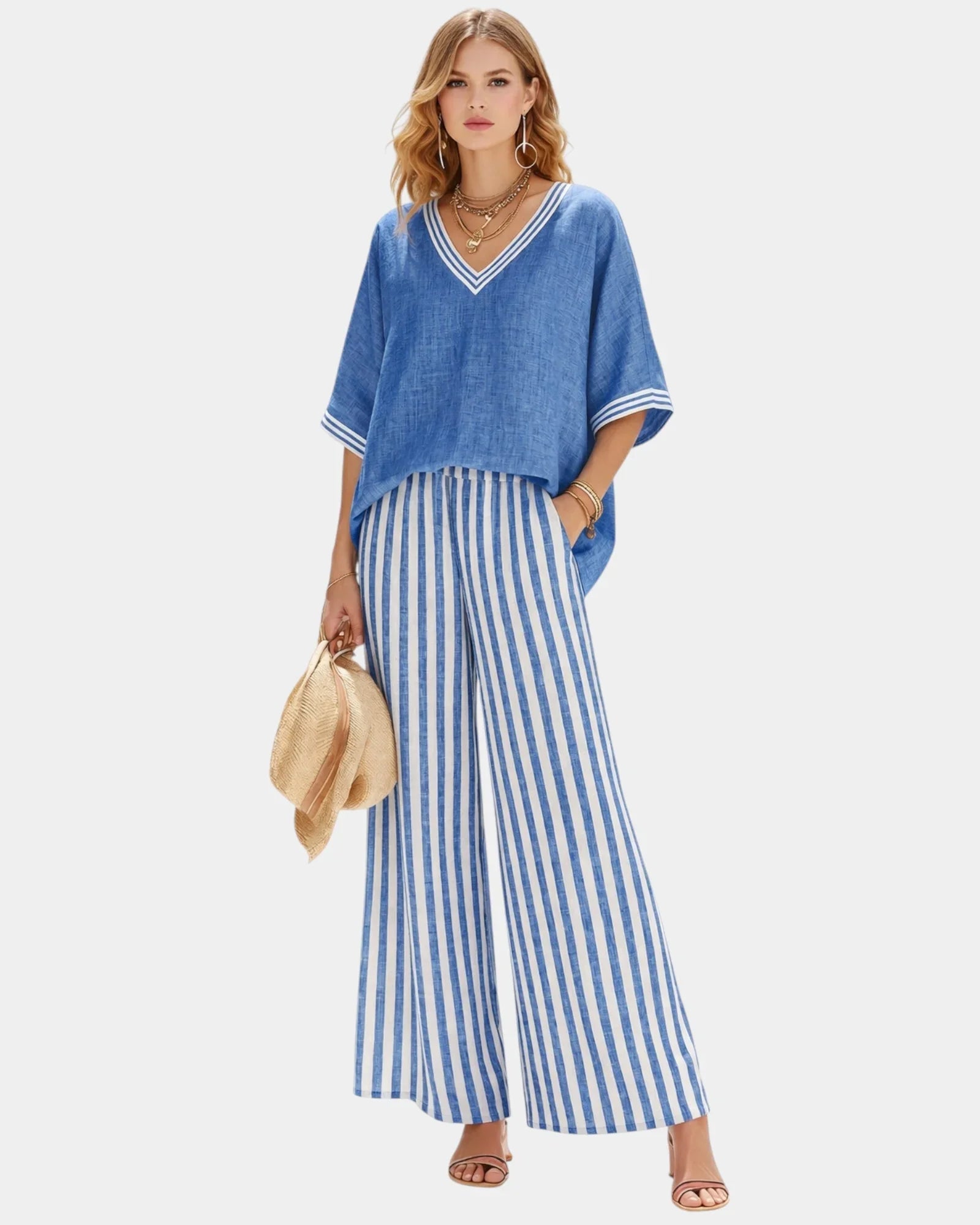 Tristane | Ensemble pantalon et blouse à rayures