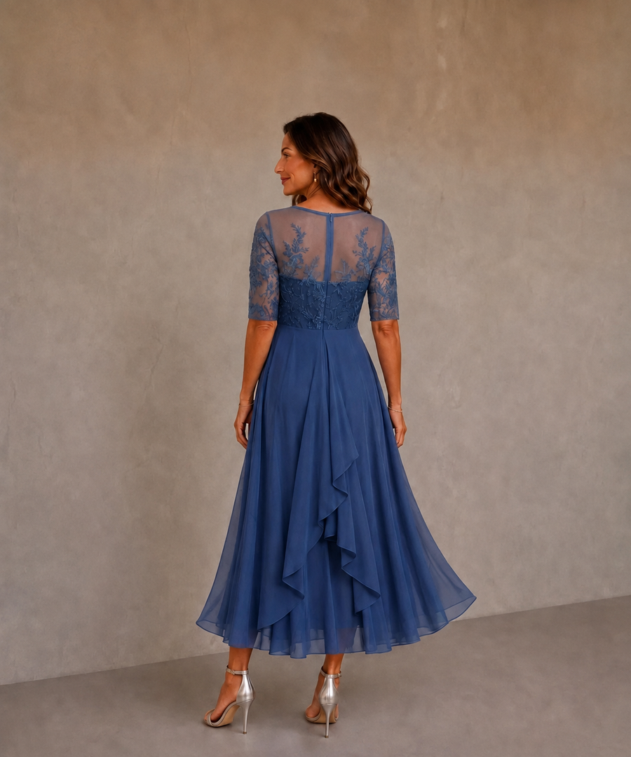 Céleste | Robe en dentelle et mousseline
