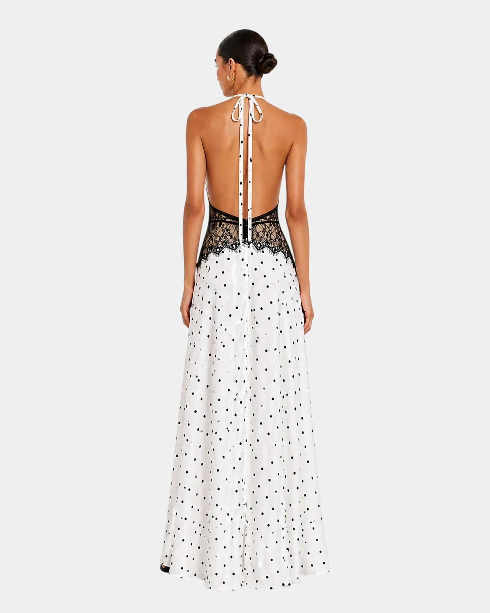 Pomeline | Robe maxi à pois avec dentelle élégante