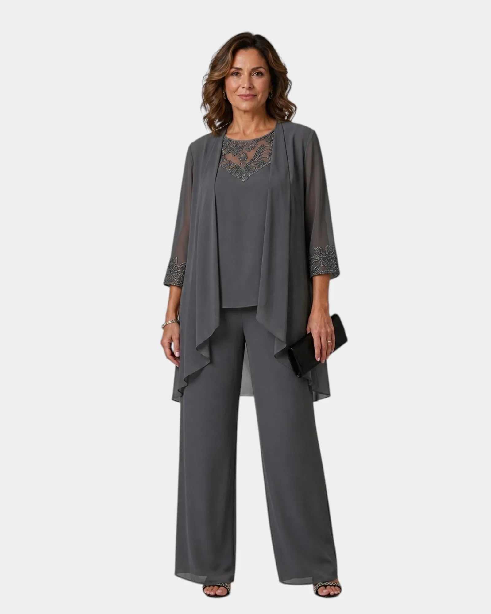 Adalie | Ensemble pantalon, blouse et manteau assortis