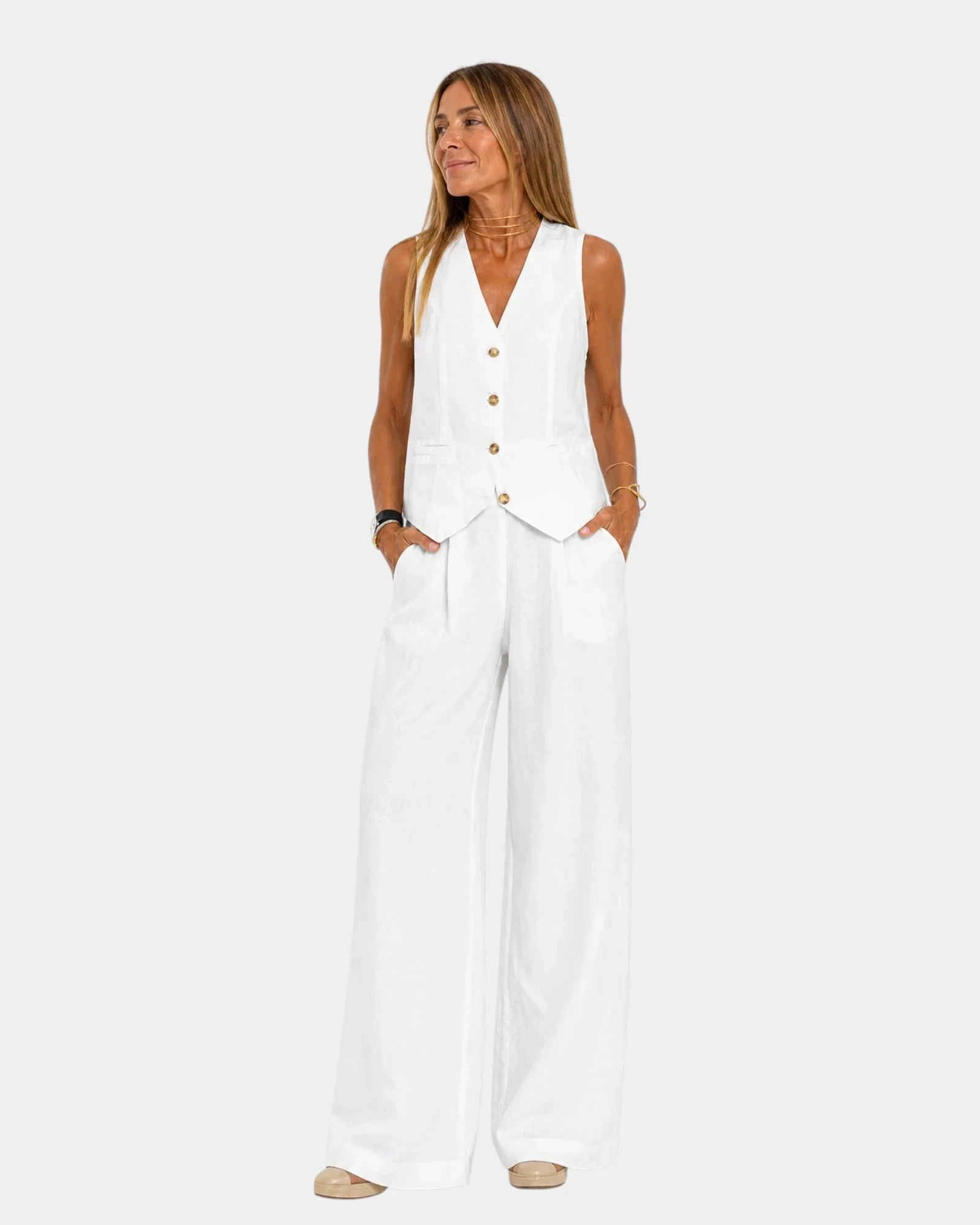 Assia | Ensemble gilet sans manches et pantalon