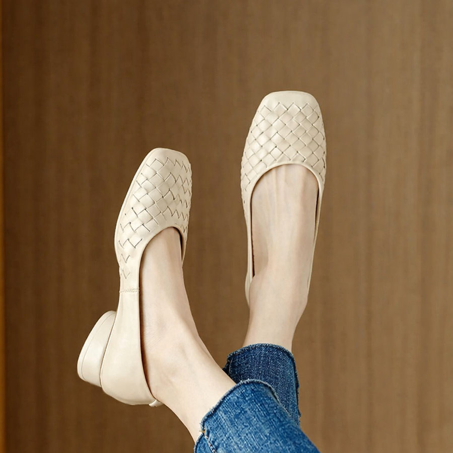 Séverine | Ballerines Tressées à Bout Large