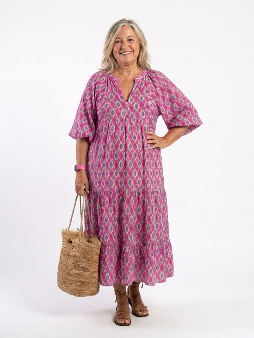 Apolline | Robe midi à manches trois quarts