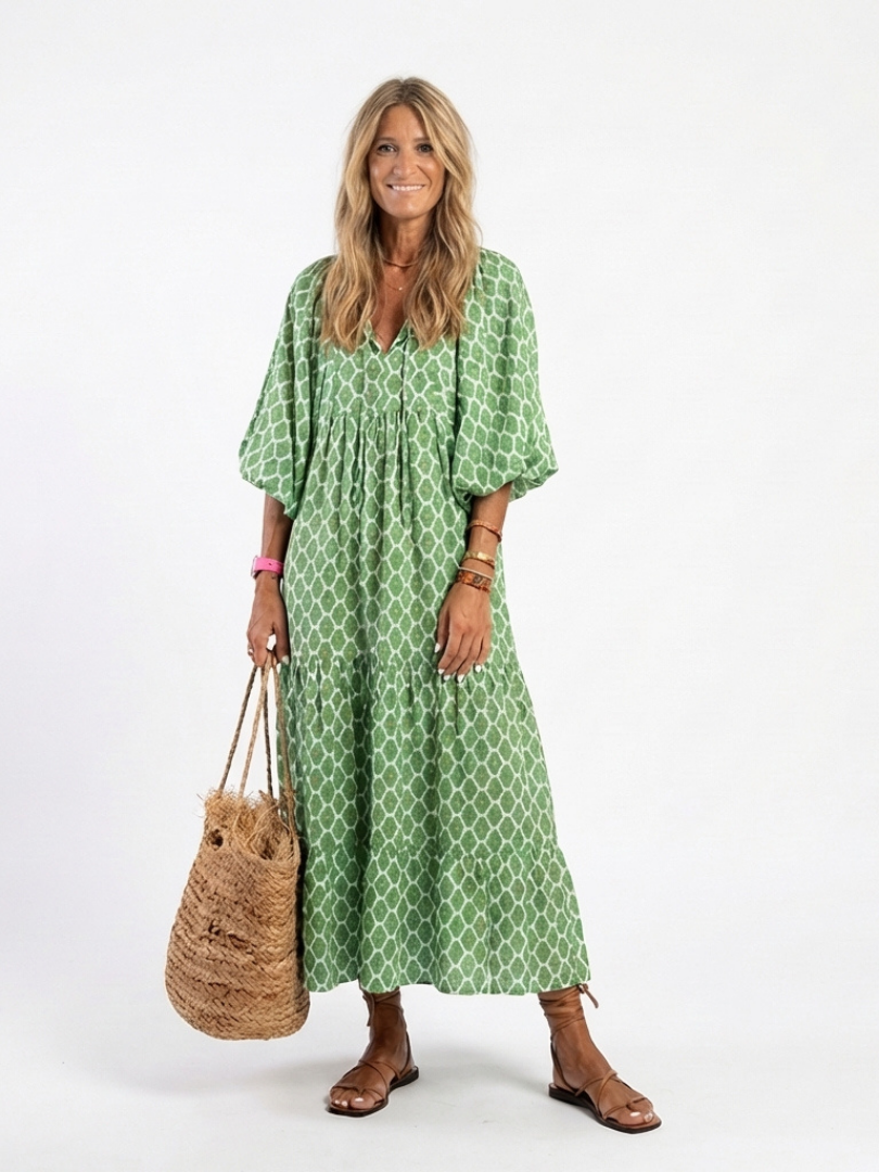 Apolline | Robe midi à manches trois quarts