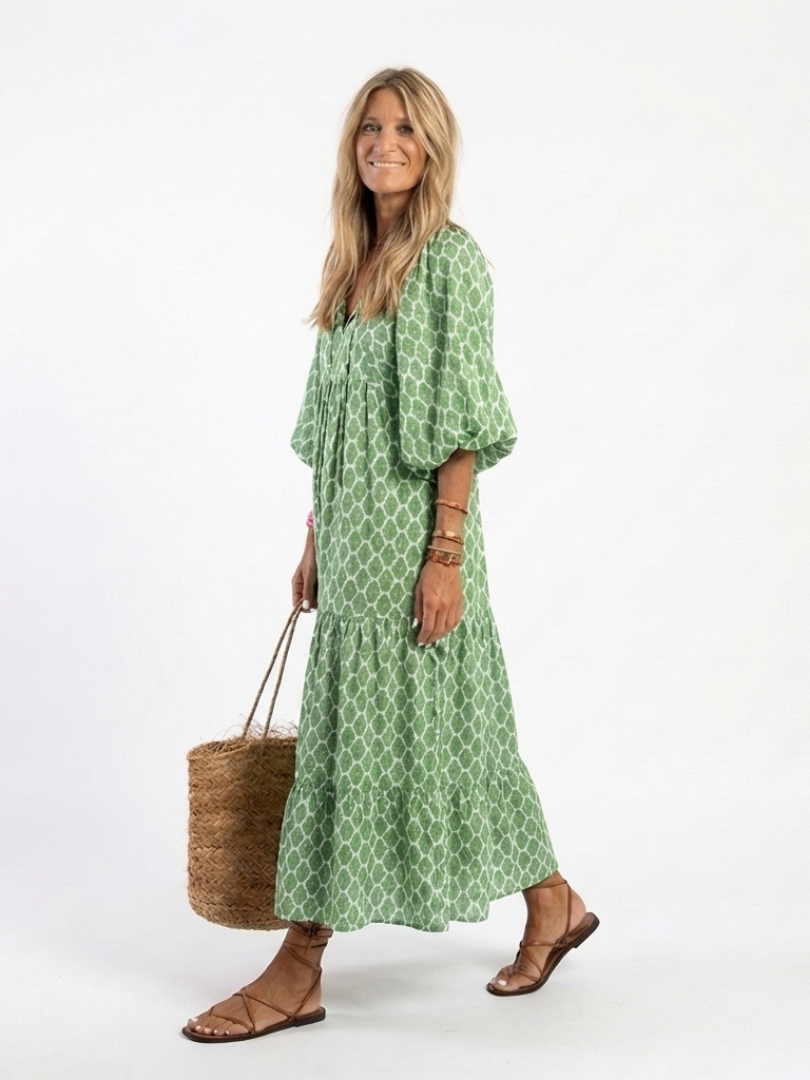 Apolline | Robe midi à manches trois quarts