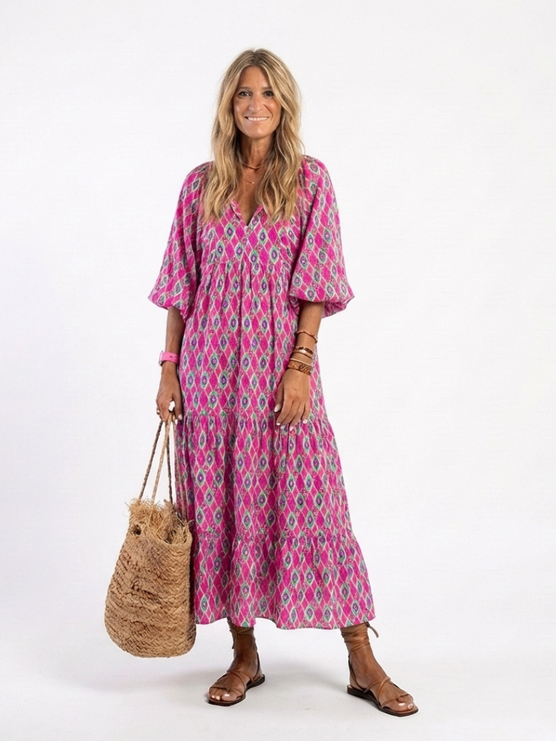 Apolline | Robe midi à manches trois quarts