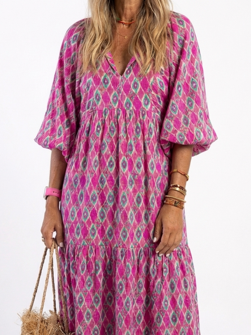 Apolline | Robe midi à manches trois quarts