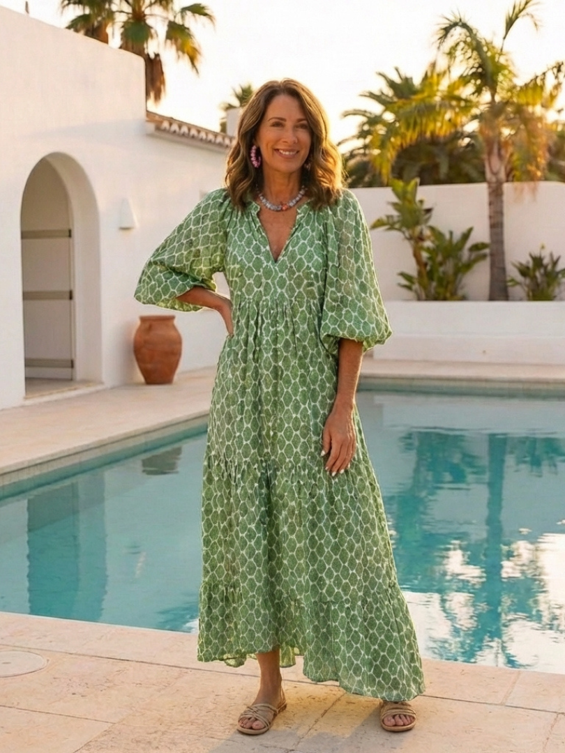 Apolline | Robe midi à manches trois quarts