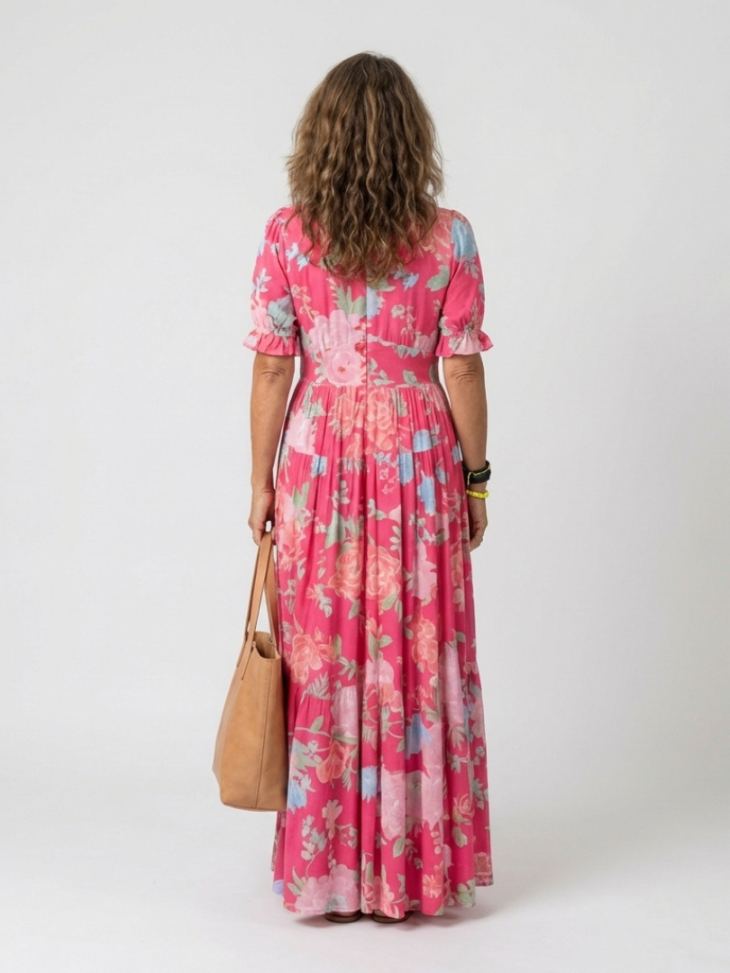 Isa | Robe midi à fleurs à manches courtes Ione