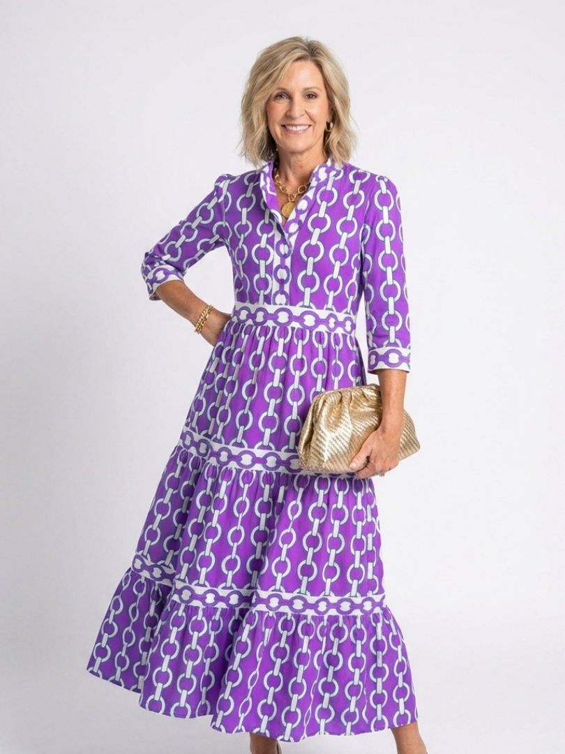 Ysolde | Robe midi à manches trois quarts
