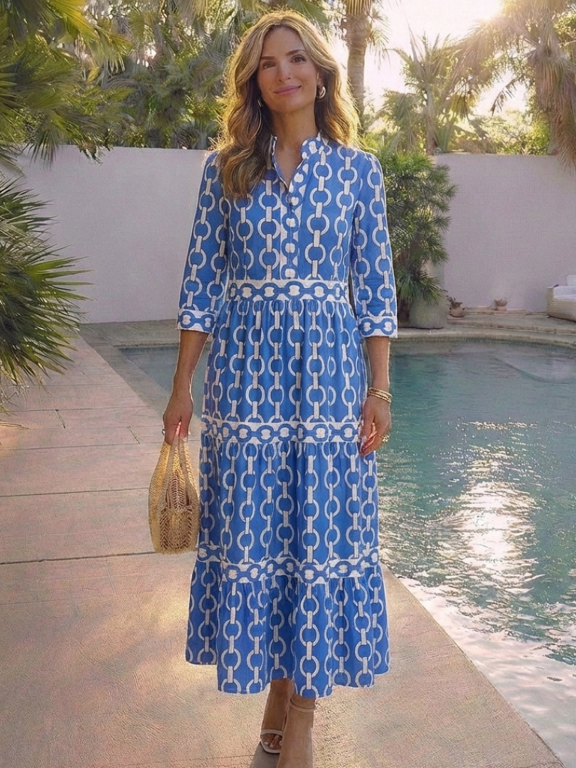 Ysolde | Robe midi à manches trois quarts