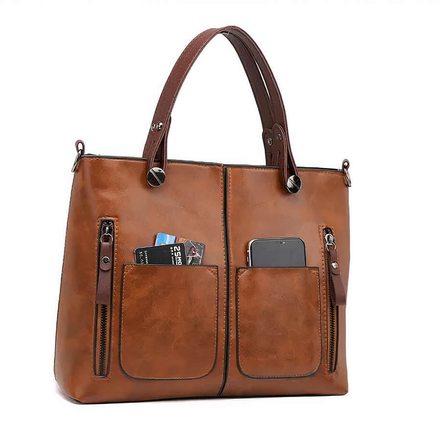 Amandine | Sac Cabas Multi-Poches Cuir Vintage
