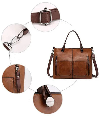 Amandine | Sac Cabas Multi-Poches Cuir Vintage